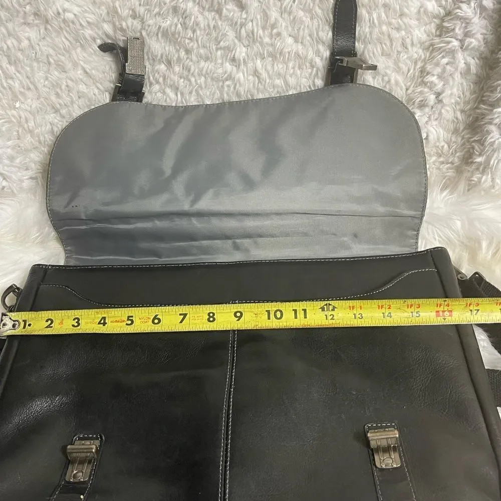 Heritage Columbian Leather black Dual Compartment 16” Portfolio Laptop Bag